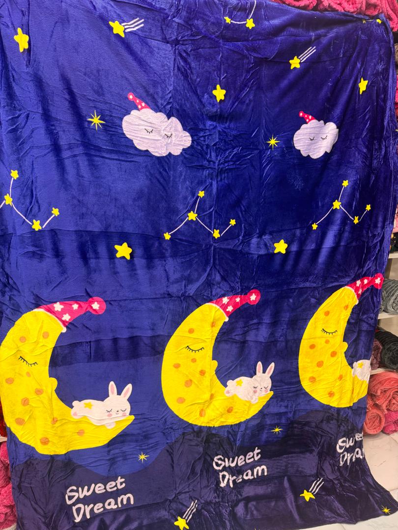 پتو ژله ای یک نفره طرح ماه و خرگوش