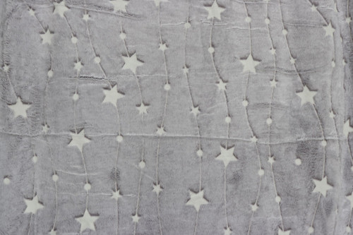 پتو شب نما یک نفره طرح ستاره ریسه ای طوسی کم رنگ💫