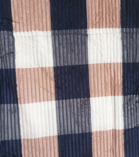 پتو مسافرتی یک نفره تراکم بالا کرکره ای چهارخونه سورمه ای