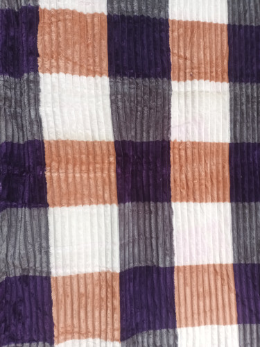 پتو مسافرتی یک نفره تراکم بالا کرکره ای چهارخونه بنفش