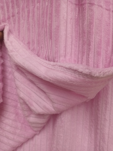 پتو مسافرتی یک نفره تراکم بالا کرکره ای صورتی